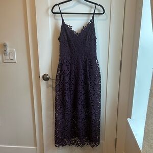 Astr Lace Midi Dress in Deep Purple
